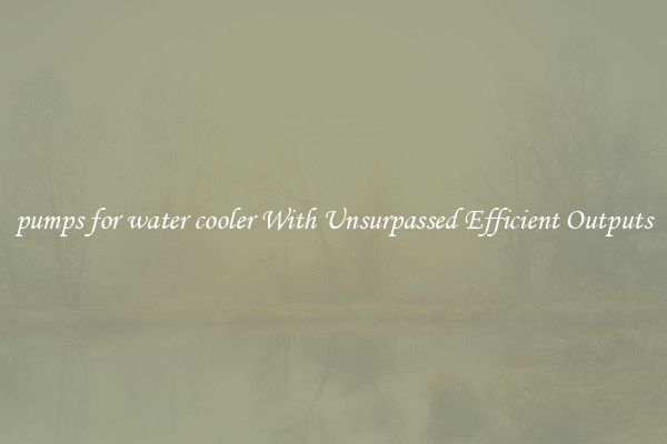pumps for water cooler With Unsurpassed Efficient Outputs
